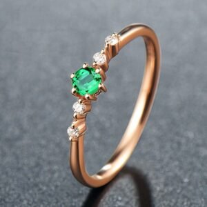 Emerald Plated 18K Rose Gold Ring Rings