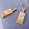 Au750 Gold Gold Bar Natural Diamond Pendant Necklace Necklaces 16