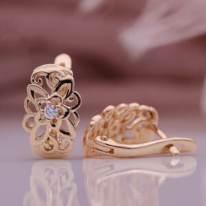 Micro-set Zircon 585 Rose Gold Geometric Earrings Earrings