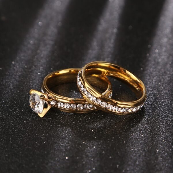 Gold Wedding Rings Stainless Steel Engagement Ring For Women Rings 6
