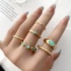 Boho Vintage Gold Geometric Emerald Statement Ring Set BestSelling 13 Boho Vintage Gold Geometric Emerald Statement Ring Set BestSelling 13