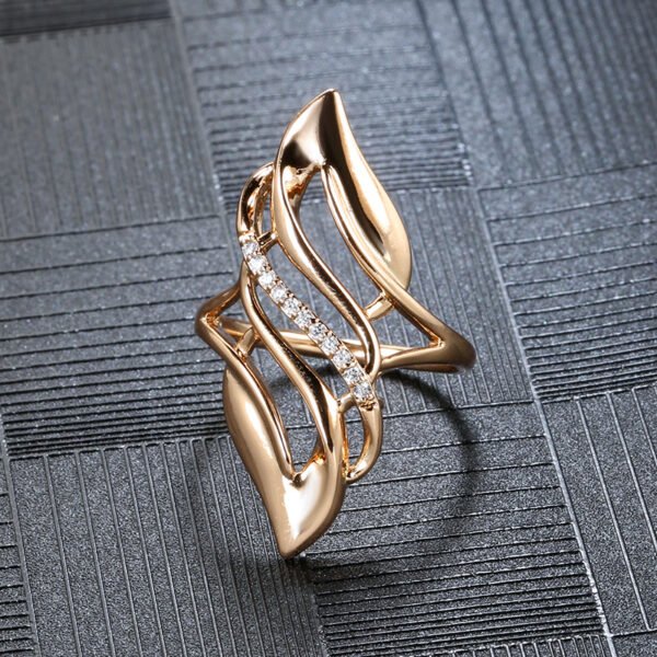 Zircon Rose Gold Hollow Flame Ring For Women Rings 4