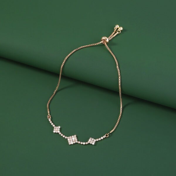 Brass Gold Plated Square Micropaved Zircon Pendant Shrink Brass Bead Bracelet Bracelets 7