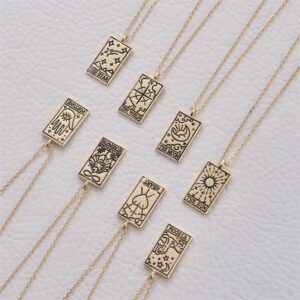 Tarot Pendant Necklace Vintage Tarot Collarbone Chain Gold Silver Necklaces