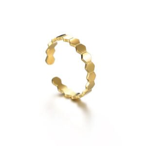 Letdiffery Elegant Stainless Steel Women Rings Gold Heart Star Geometric Shape Adjustable Ring Vintage Jewelry Birthday Gift Rings