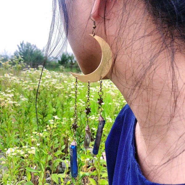 European And American Natural Stone Pendant Bohemia Moon Earrings 7