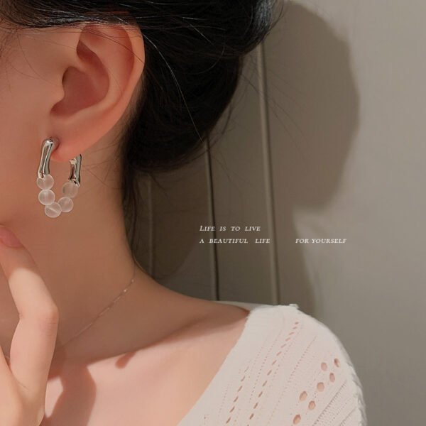Korean Ins Wind Pearl Transparent Natural Stone Ears Earrings 7