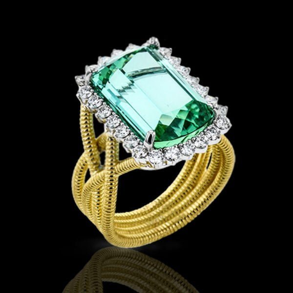 Creative Fashion Luxury Gold Diamond Emerald Ladies Ring Rings 4