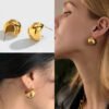 New Crescent Moon Semi-circle Wider And Thicker Senior Sense Of Titanium Steel Earrings Earrings Buckle 18K Gold Earrings 11