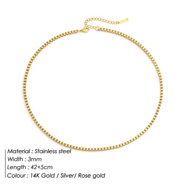 Box Chain Bare Gold Plated Necklace Stainless Steel Necklaces 8