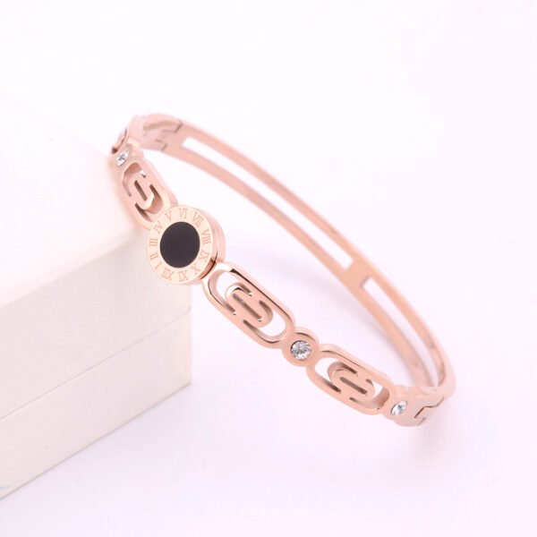 Fashionable Roman Numeral Rose Gold Women’s Titanium Steel Bracelet Bracelets 4