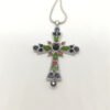 Cross Necklace Clavicle Chain Micro Inlaid Colored Diamonds White K Pendant Necklaces 6