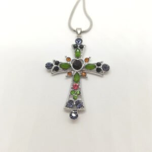 Cross Necklace Clavicle Chain Micro Inlaid Colored Diamonds White K Pendant Necklaces
