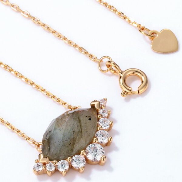 Women’s Gold Natural African Labradorite Geometric Necklace Necklaces 4