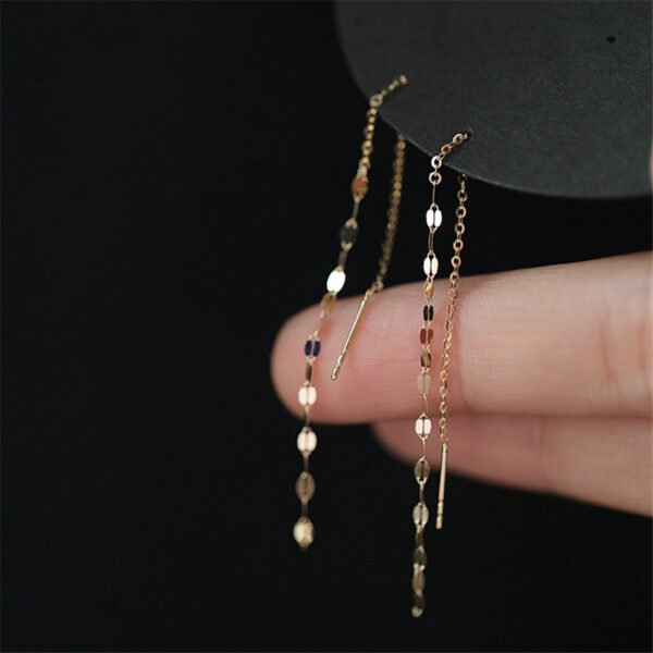 S925 Sterling Silver Plated Shiny Fringe Modified Face Earrings Earrings 8