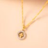 Gold Hollow Round Cross Necklace Silver Stainless Steel Crystal Circle Pendant Necklaces Necklaces 13