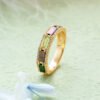 Japanese Retro Style S925 Silver Plating 14K Gold Green Olive Panther Ring Rings 13