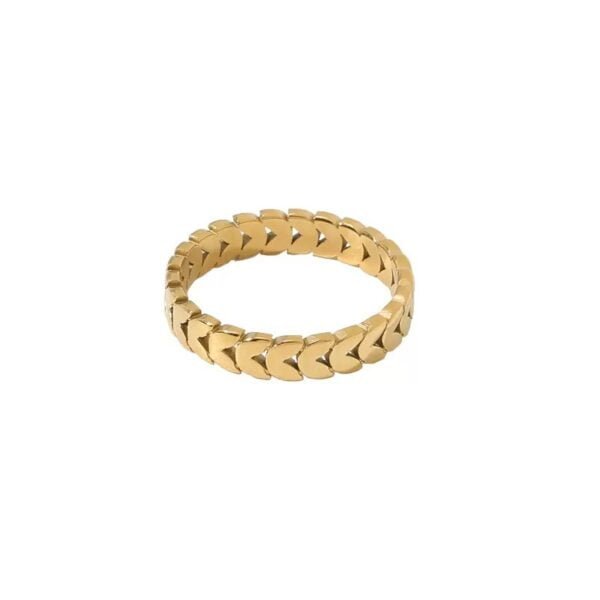 Vintage Leaves Titanium Steel Plated 18K Gold Ring Female Rings 4