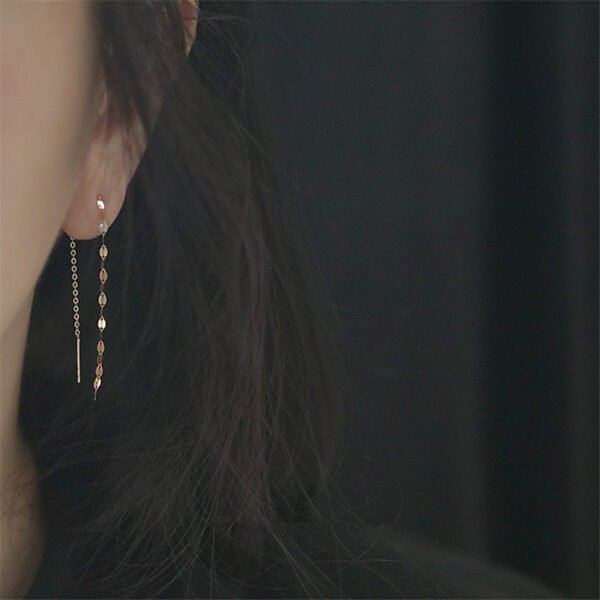 S925 Sterling Silver Plated Shiny Fringe Modified Face Earrings Earrings 4