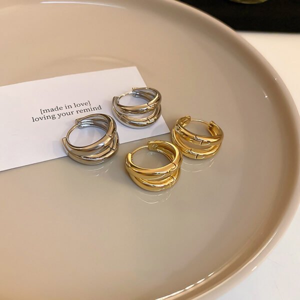 Real Gold Plating Double-layer C-shaped Earring Fashion Earrings 5
