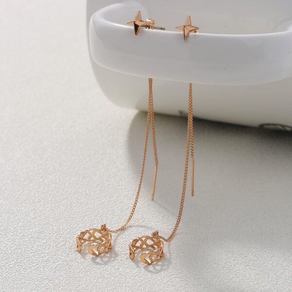 Geometric Tassel Earrings Women’s Long Diamond Inlaid New Fashion Net Red Temperament Earrings Face Show Thin Ear Line Jewelry Earrings 6