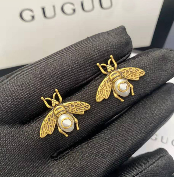 Little Bee Ear Studs CD Vintage Gold Brass Earrings Dijia Middle Ancient Earrings 7