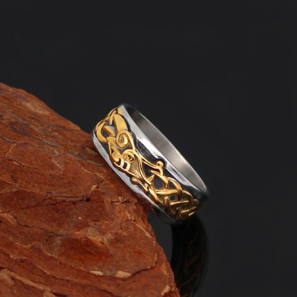 New Viking Style Stainless Steel Gold Dragon-shape Crow Ring Ring Rings 6