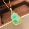 Water Shell Pure Natural Jade Diamond 18K Gold Necklace Necklaces 22