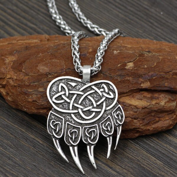 Asgard Crafted Handcrafted Stainless Steel Bear Paw Pendant Chain Necklaces 5