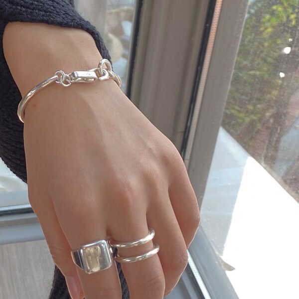 Vintage Distressed Lock Knot Hook Chain Clause Thick Bracelet Bracelets 3