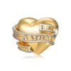 Ribbon Heart Beads 925 Sterling Silver Gold Plated Beads Women’s Bracelet Necklace Diy Accessories Necklaces 10