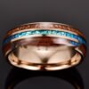 Rose Gold Inlaid Acacia Wood Opal Dome Tungsten Steel Ring Rings 8 Rose Gold Inlaid Acacia Wood Opal Dome Tungsten Steel Ring Rings 8