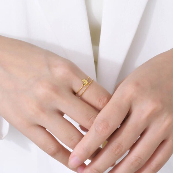 Love Heart-shaped Ring Fine Circle Stainless Steel 18K Gold Women’s Simple Hand Jewelry Rings 5