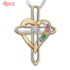 Cross Love Colorful Imitatio Gemstone Pendant Alloy Clavicle Chain Necklaces 20