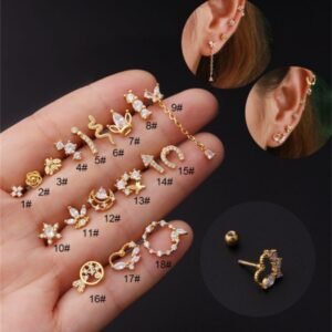 Stainless Steel Stud Zircon Pierced Earrings Earrings