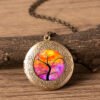 Vintage Tree of Life Antique Gold Photo Frame Locket Necklace Necklaces 13