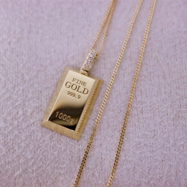 Au750 Gold Gold Bar Natural Diamond Pendant Necklace Necklaces 10