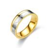 Titanium Steel Ring Between Gold ECG Love Heart Stainless Steel Rings 9