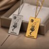 18k Yellow Gold Stainless Steel Tarot Pattern Necklace Necklaces 22