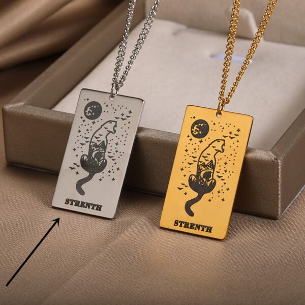 18k Yellow Gold Stainless Steel Tarot Pattern Necklace Necklaces 12