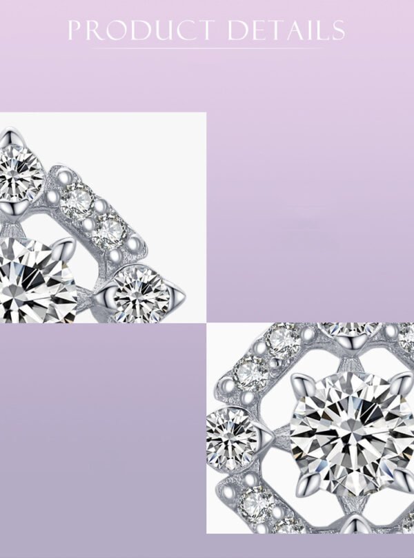 S925 Sterling Silver Geometric Diamond Stud Earrings Earrings 7