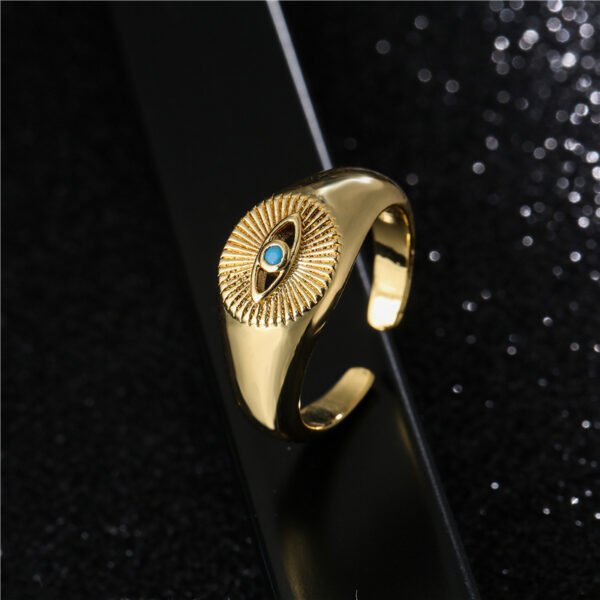 18K Gold Plated Copper Eye Shaped Ring Rings 3