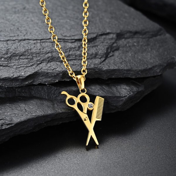 Creative Simple Scissors Comb Pendant Necklace Necklaces 6