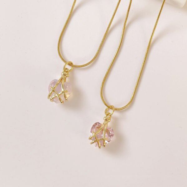 18k Gold Plated Titanium Heart Crystal Pendant Necklace Necklaces 5