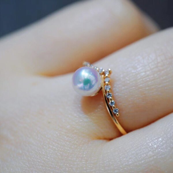 Women’s 18k Gold And Diamond V-shaped Fashion Simple Ring Rings 6