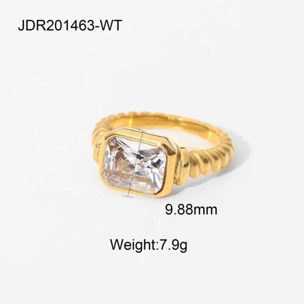 Zircon 18K Gold-plated Stainless Steel INS Net Red Ring Rings 7