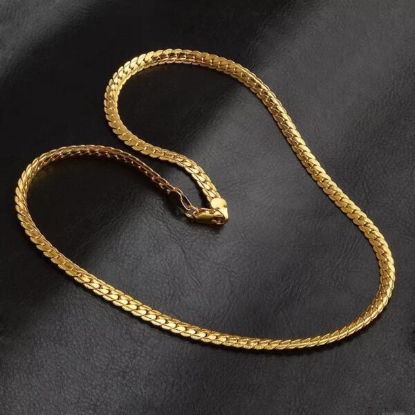 Pure Brass 18K Gold Plating 5MM Full Side Necklace Bracelet Necklaces 3