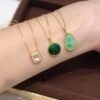 Water Shell Pure Natural Jade Diamond 18K Gold Necklace Necklaces 15