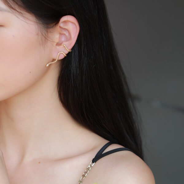Designer Gold Snake Wrap Vintage Small Snake Earrings Earrings 7