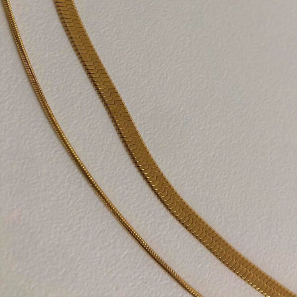 Double-layer And Three-layer Cold Wind Wide, Flat And Thin Folded Snake Bone Necklace Does Not Fade Necklaces 11